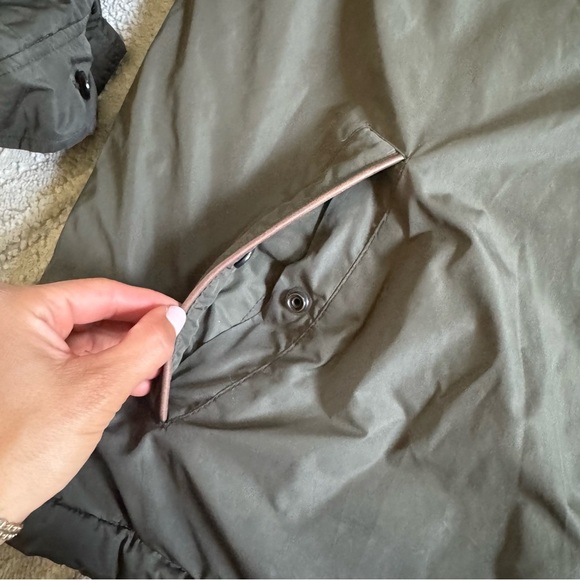 Polo Ralph Lauren Olive Green Jacket brown Leather accents hood casual large - Picture 3 of 13